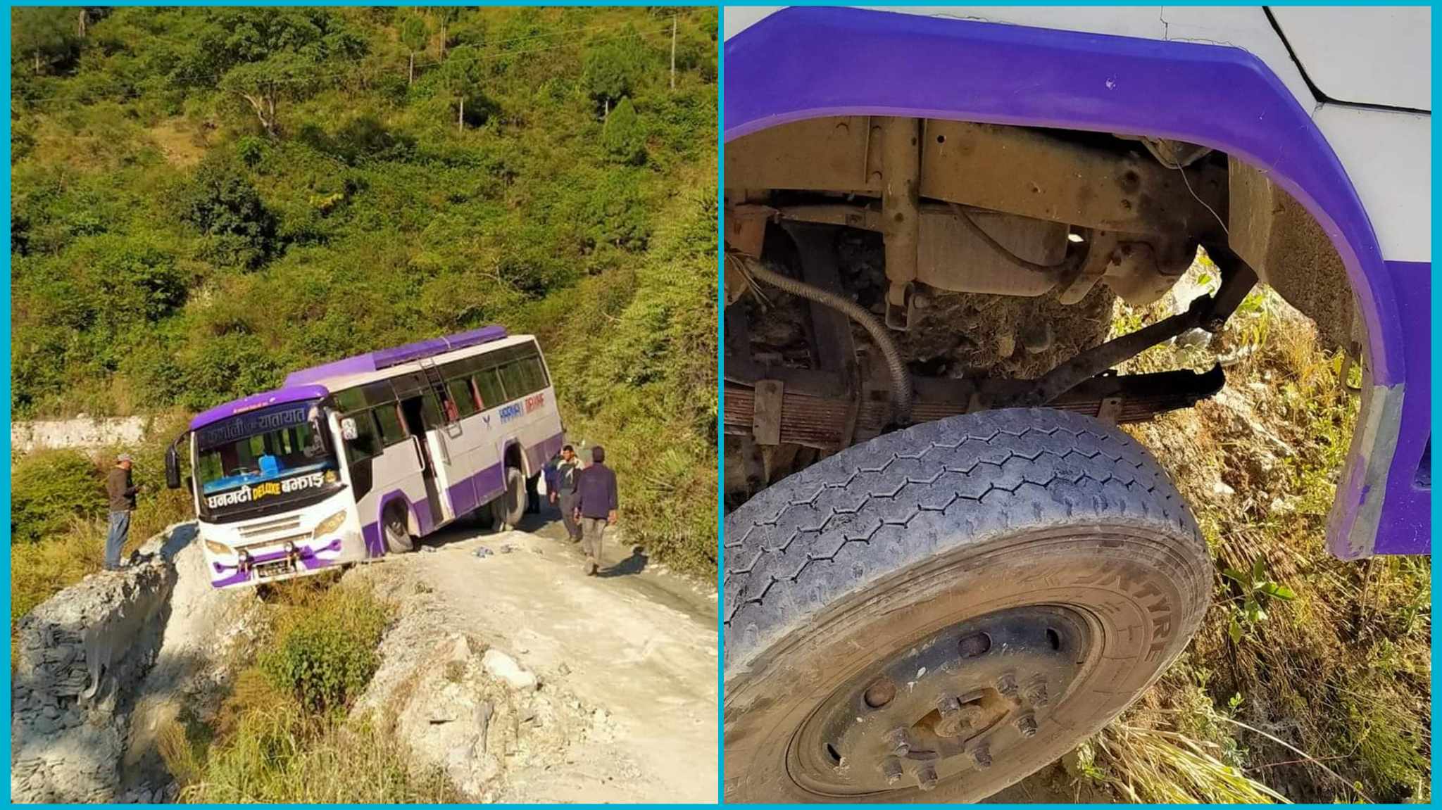 धनगढीबाट बझाङ जाँदै गरेको बस ठूलो दुर्घटनाबाट जोगियो